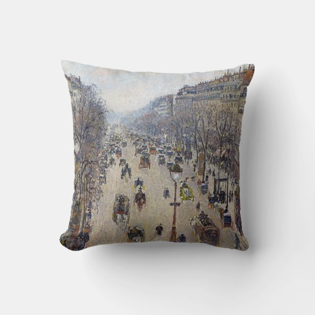 Camille Pissarro - Boulevard Montmartre, morgens Kissen (Vorderseite)