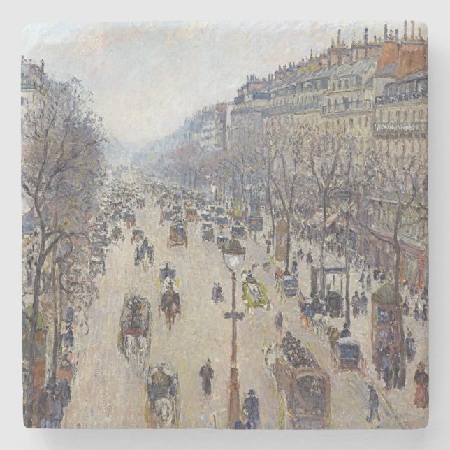Camille Pissarro - Boulevard Montmartre, morgens Steinuntersetzer (Vorderseite)