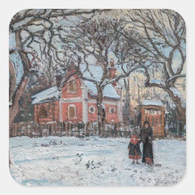 Camille Pissarro - Chataigniers a Louvecienne Quadratischer Aufkleber (Vorderseite)