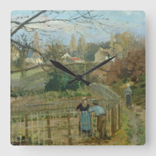 Camille Pissarro der Zaun, 1872 (Öl auf Quadratische Wanduhr
