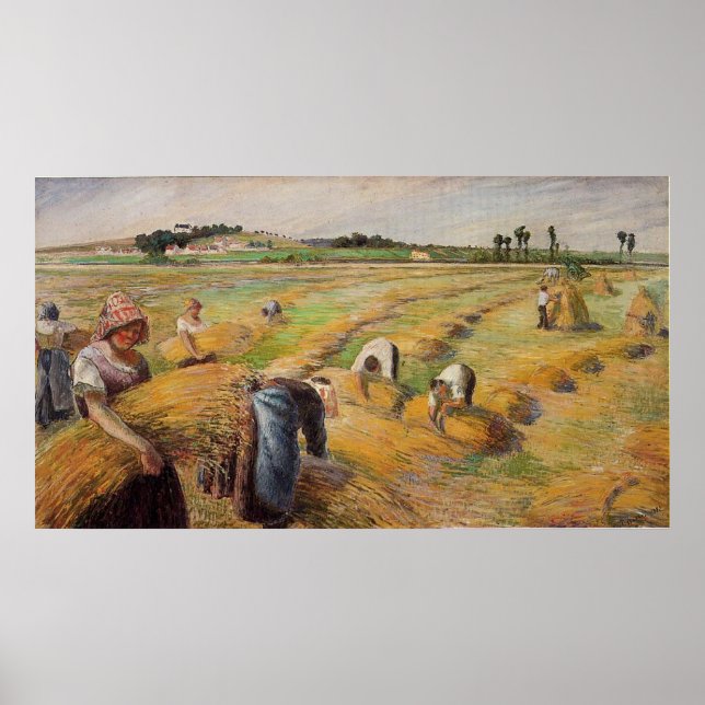 Camille Pissarro - Die Ernte 1882 Ölkörnerfarm Poster (Vorne)