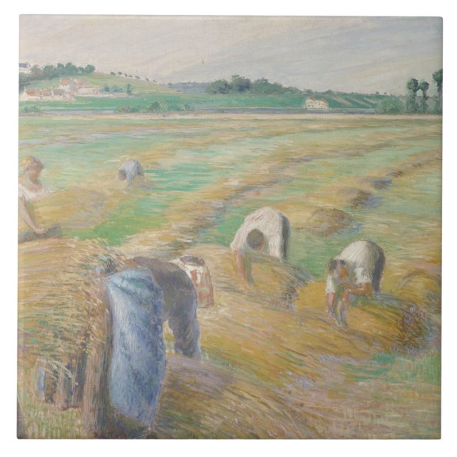 Camille Pissarro - Die Ernte Fliese (Vorderseite)