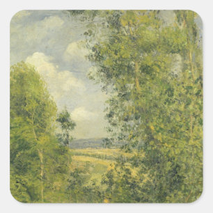 Camille Pissarro Eine Erholung auf der Wiese Quadratischer Aufkleber