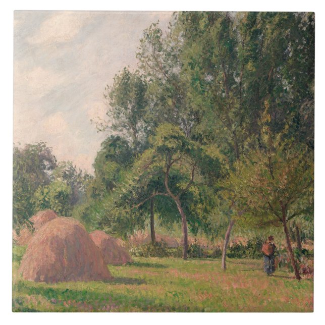 Camille Pissarro - Hystacks, Morning, Eragny Fliese (Vorderseite)