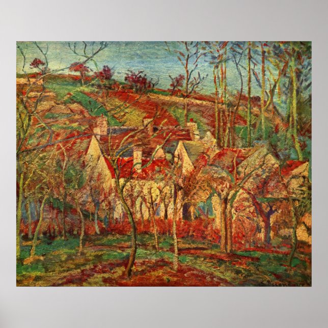 Camille Pissarro - Red Roofs 1877 Oil Canvas house Poster (Vorne)