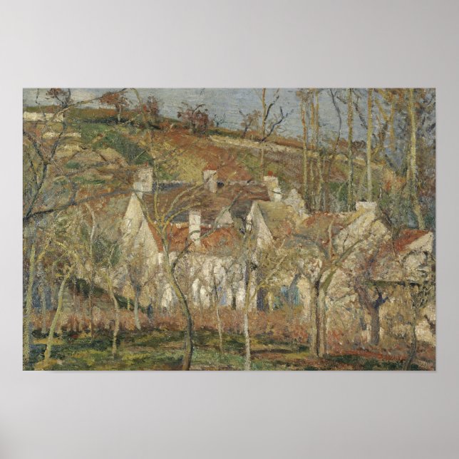 Camille Pissarro - Rote Dächer, Ecke eines Dorfes Poster (Vorne)