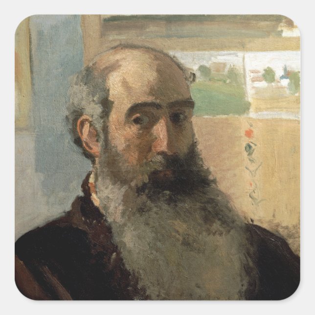 Camille Pissarro | Selbstportrait, 1873 Quadratischer Aufkleber (Vorderseite)