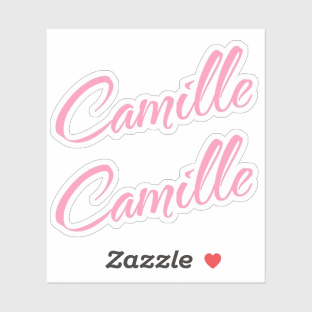 Camille rosa Name dekorativ x2 Aufkleber (Blatt)