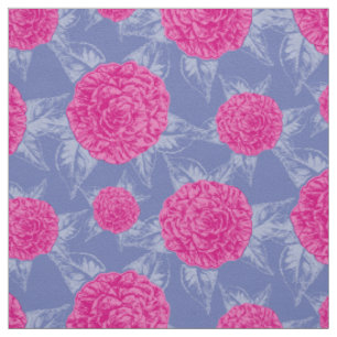 Camillia zeichnend gemustert rosa blaues Gewebe Stoff