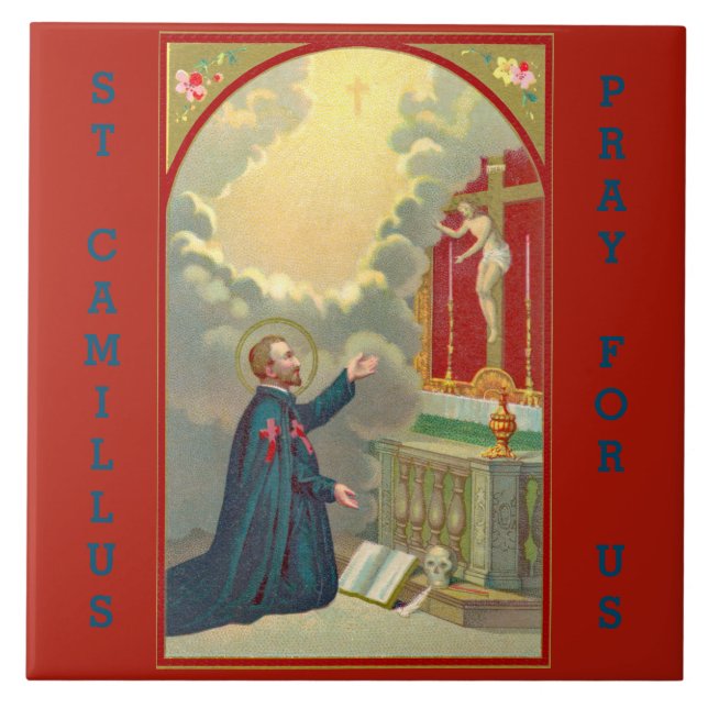 Camillus Praying Before a Crucifix (M 020) Fliese (Vorderseite)
