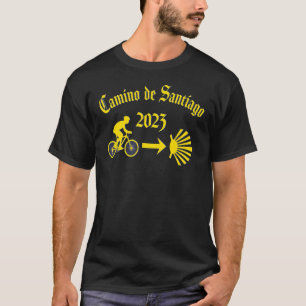 Camino De Santiago 2023 Man Bicycle Yellow Scallop T-Shirt