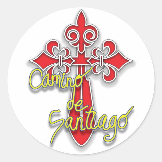 Camino de Santiago Cross Runder Aufkleber (Vorderseite)