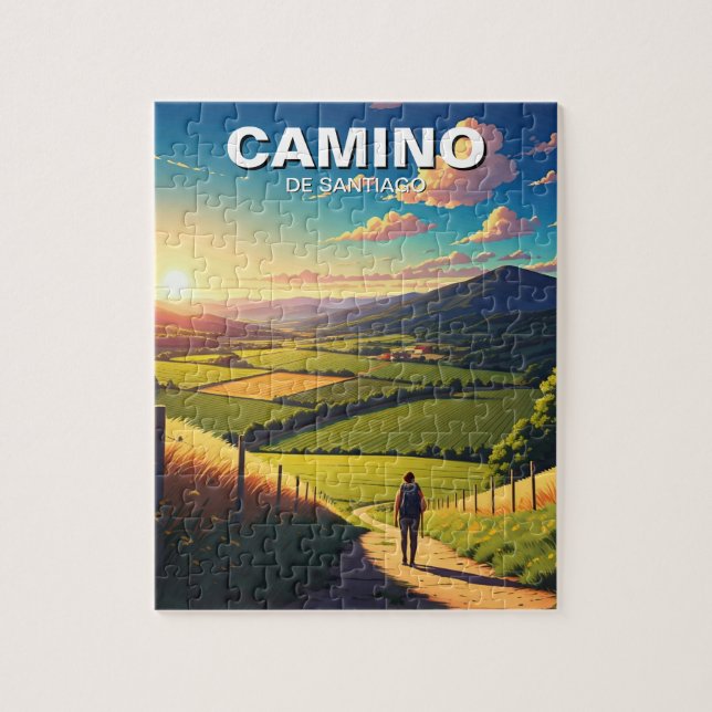 Camino de Santiago Hiker Wandern Sunset (Vertikal)