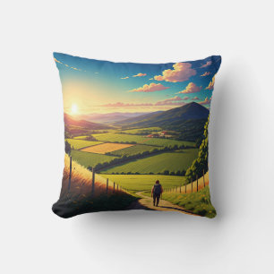 Camino de Santiago Hiker Wandern Sunset Kissen