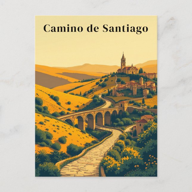 Camino de Santiago Vintage Pilgerweg Postkarte (Vorderseite)