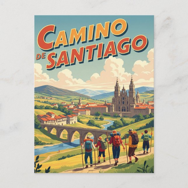 Camino de Santiago Wandern Postkarte (Vorderseite)