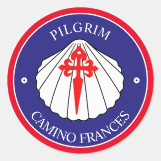 Camino Frances St James Kreuz Muschel Runder Aufkleber