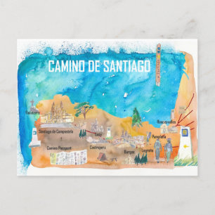 Camino Santiago St Jacques James Reisekarte Postkarte