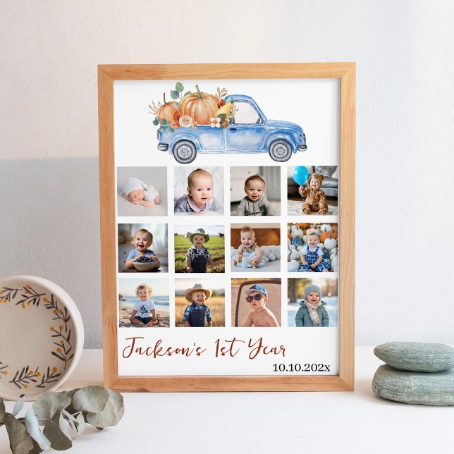 Camion Citrouille Bleu 1ère année Photo Poster (Créateur téléchargé)