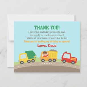 Camion coloré Garçons Carte de remerciements d'ann