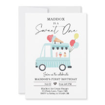 Camion Crème de glace 1er anniversaire Invitation 