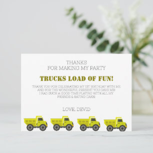 Camion de construction Anniversaire Carte Merci