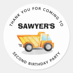 Camion de construction Anniversaire Merci Sticker