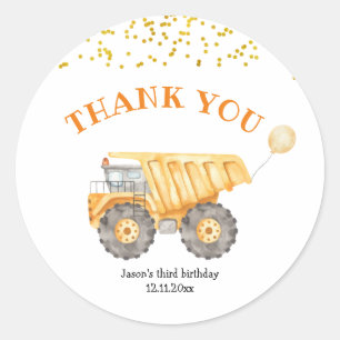 Camion de construction jaune Sticker d'anniversair