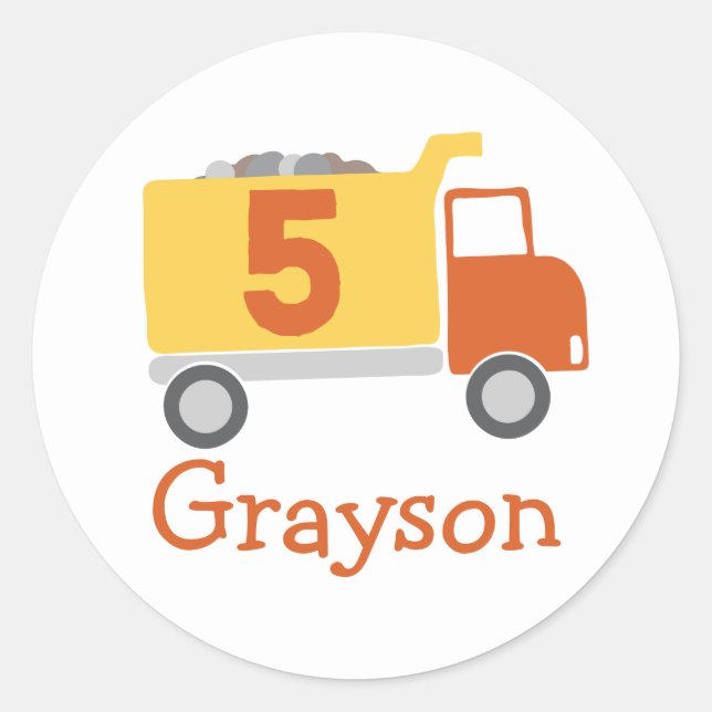 Camion de construction Stickers de fête du 5e anni (Devant)