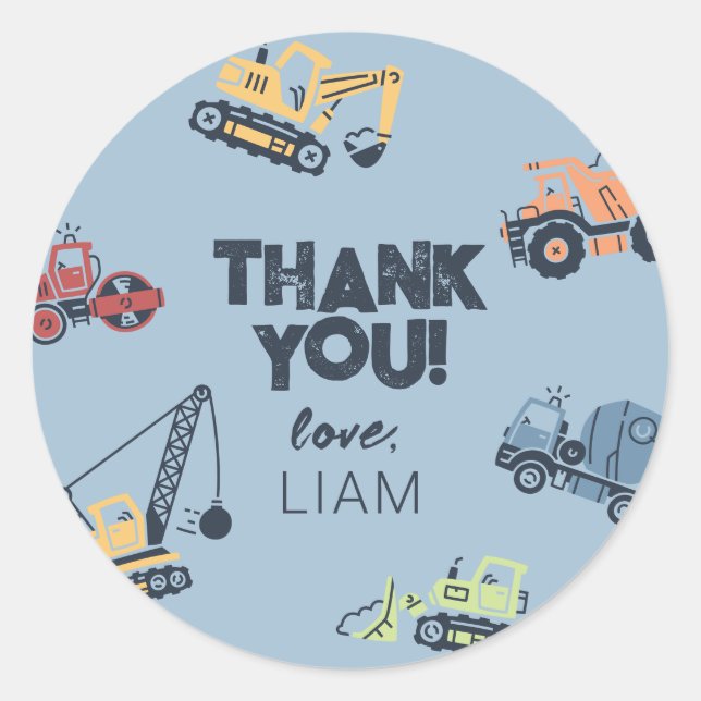 Camion de construction Stickers Merci d'anniversai (Devant)
