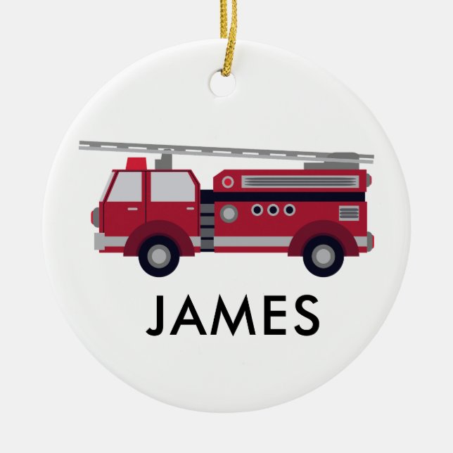Camion de feu rouge Ornement de Noël personnalisé (Devant)