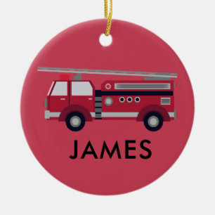 Camion de feu rouge Ornement de Noël personnalisé
