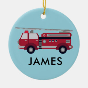 Camion de feu rouge Ornement de Noël personnalisé
