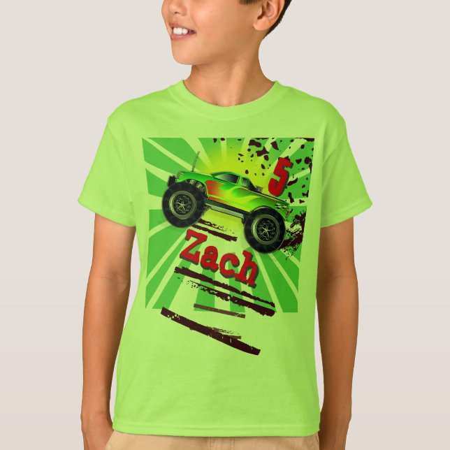 Camion de monstre frais avec le T-shirt fait sur (Devant)