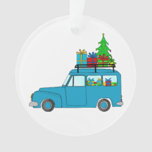 Camion de Noël bleu avec cadeaux