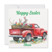 Camion de Pâques avec carte OEufs, Bonne Pâques