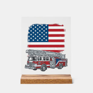 Camion de pompiers patriotique drapeau américain v