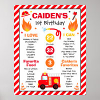 Camion d'incendie 1er Anniversaire Poster de la fê