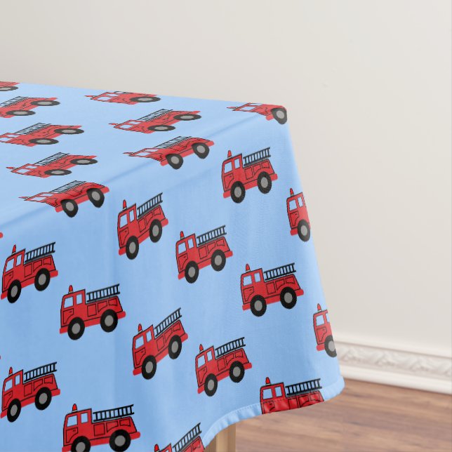 Camion d'incendie bleu et rouge Nappe d'anniversai (In Situ)