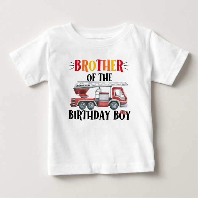 Camion D'Incendie Frère Du T-Shirt Garçon Annivers (Devant)