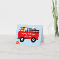 Camion d'incendie pour enfants - Carte d'anniversa