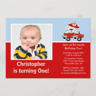Camion-feu Dalmatien Photo Invitation d'anniversai