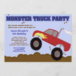 CAMION MONSTER 5x7 (Camion rouge) Invitations d'an