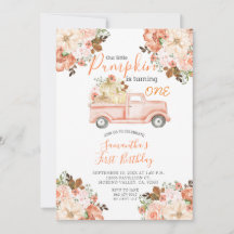 Camion Pink Peach Aquarelle Citrouille Invitation