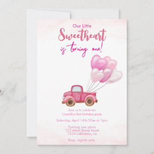 camion rose & ballons anniversaire Invitation