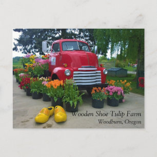 Camion rouge avec tulipes, carte postale de l'Oreg