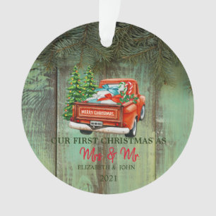 Camion Rouge Pins,Bois, Notre Premier Noël