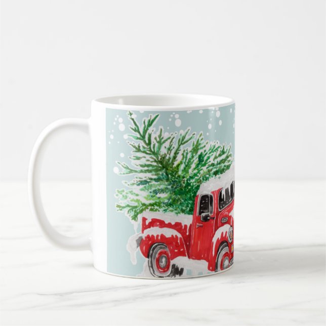 Camion rouge vintage tasse de noël (Gauche)