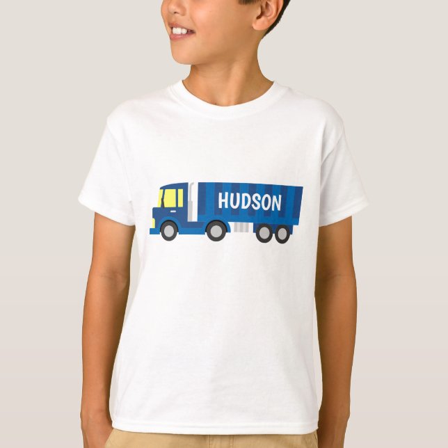 Camion semi-bleu T-shirt personnalisé (Devant)