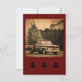 Camion vintage avec Carte de voeux Tree Holiday Fl
